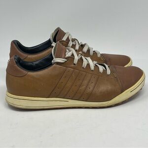 Adidas Adicross Golf Shoes Mens 10.5 Brown Leather Spikeless Lace Up Sneakers